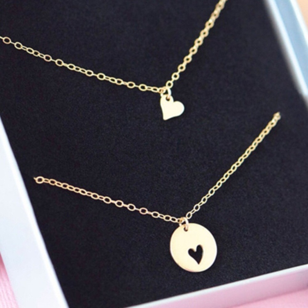 🆕 Layered Cutout Solid Heart Gold Necklaces.